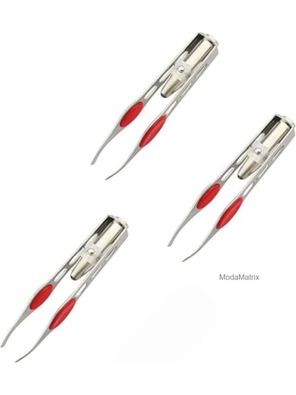 3Pc LED Light Tweezers Set Precision Hair Removal Eyebrow Eyelash Makeup Tool